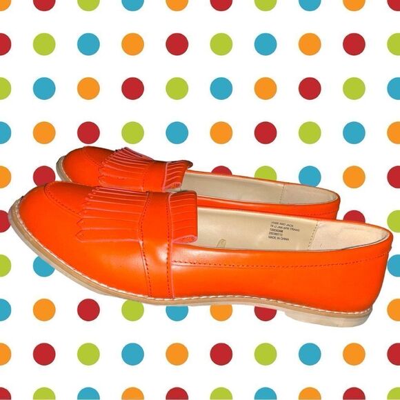 Janie and Jack orange loafers with fringe style design on top. Ntn! - Picture 6 of 11